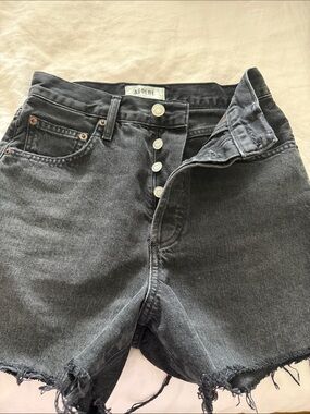 Agolde Washed Black High-Rise Denim Cutoff Shorts Size 23